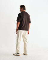 wax london men's Milton - Dark Brown Organic Emorised Cotton T-Shirt