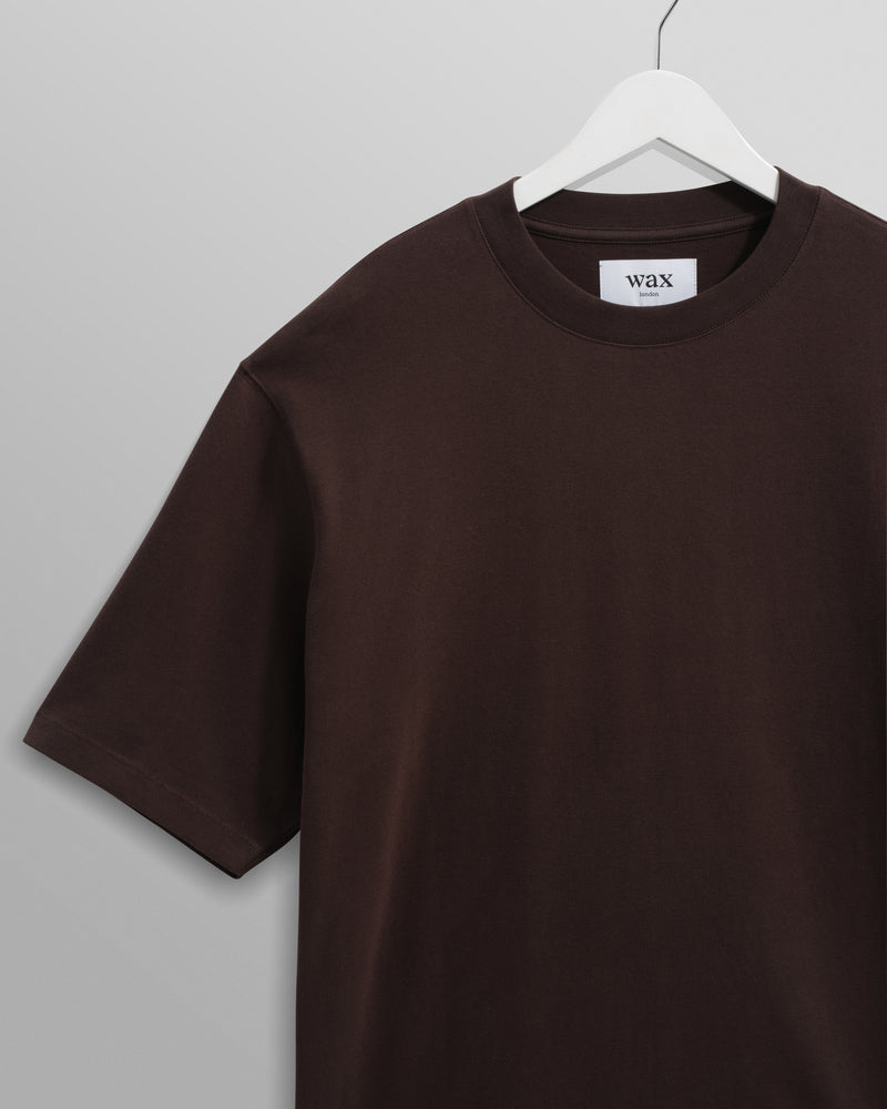 wax london men's Milton - Dark Brown Organic Emorised Cotton T-Shirt