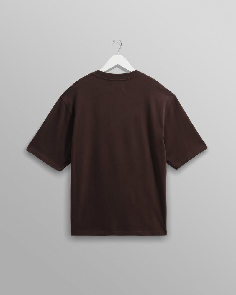 wax london men's Milton - Dark Brown Organic Emorised Cotton T-Shirt