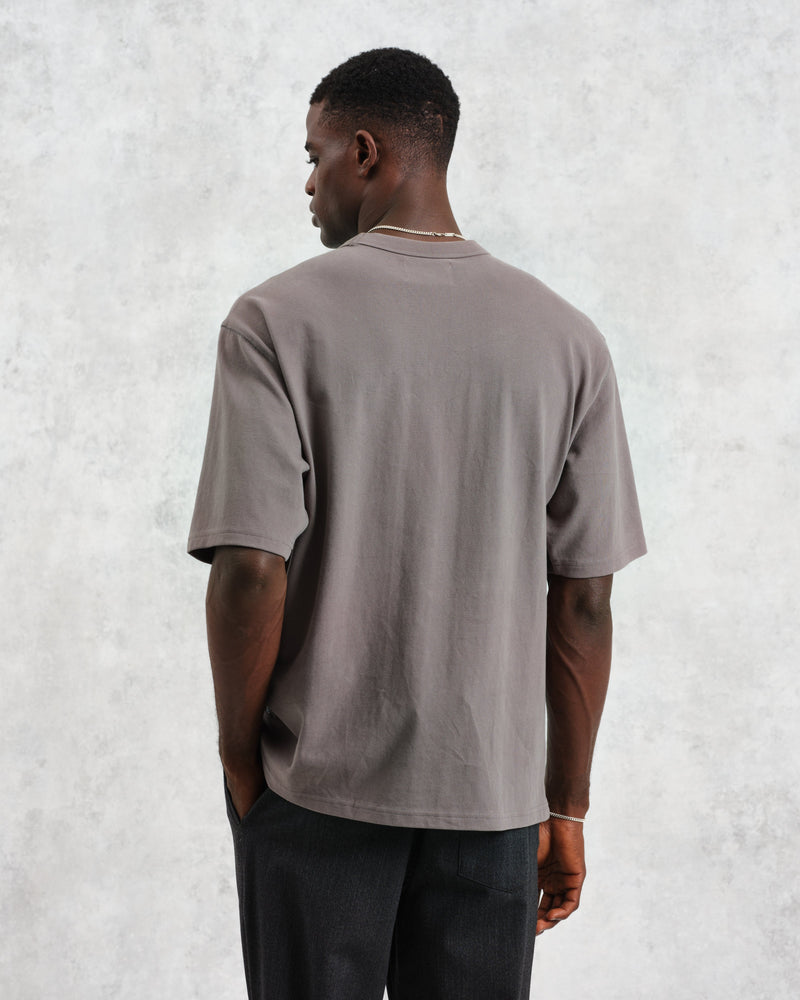 wax london Milton - Dark Grey Emerised Organic Cotton T-Shirt