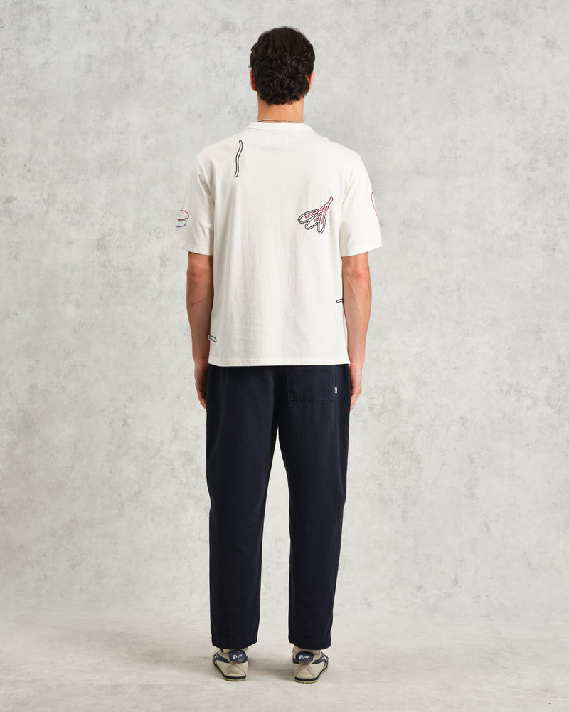 wax london Milton - Ecru Organic Compact Cotton Scribble T-Shirt