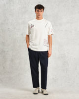 wax london Milton - Ecru Organic Compact Cotton Scribble T-Shirt