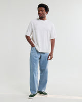 wax london men's Milton - Ecru Organic Cotton Embroidered Shapes T-Shirt