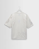 wax london men's Milton - Ecru Organic Cotton Embroidered Shapes T-Shirt