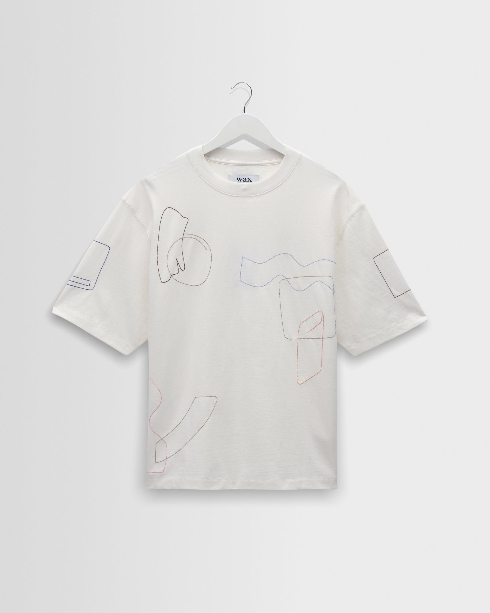 Men's Ecru Organic Cotton Embroidered T-Shirt | Wax London