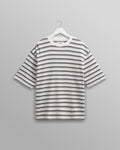 Milton - Ecru Organic Stripe Waffle Cotton T-Shirt