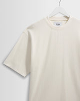 wax london men's Milton - Ecru Organic Waffle Cotton T-Shirt