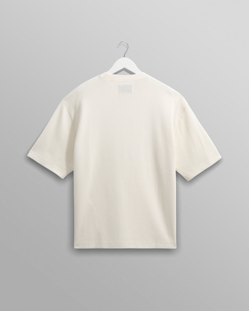wax london men's Milton - Ecru Organic Waffle Cotton T-Shirt