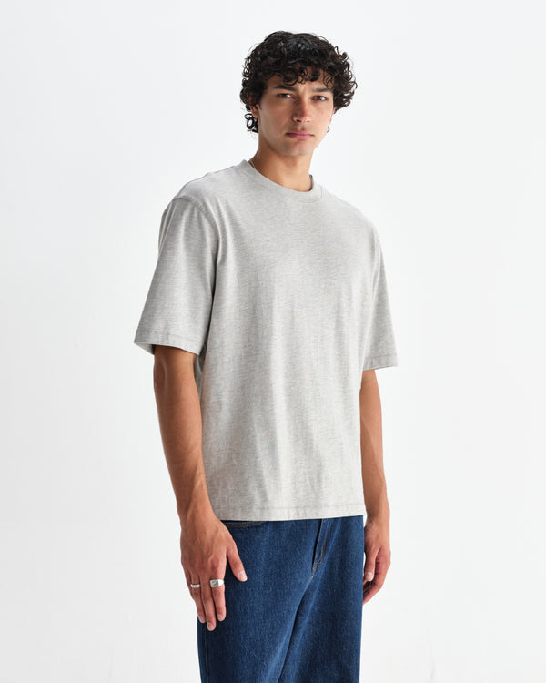 wax london men's Milton - Grey Marl Organic Compact Cotton T-Shirt
