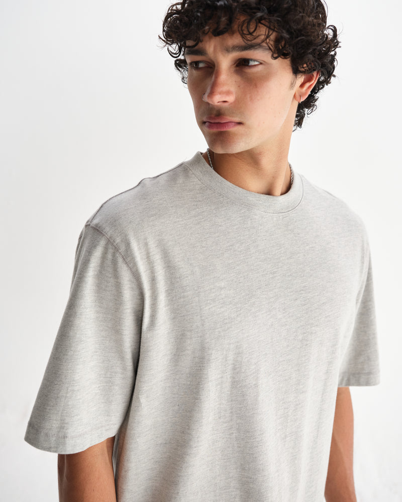 wax london men's Milton - Grey Marl Organic Compact Cotton T-Shirt