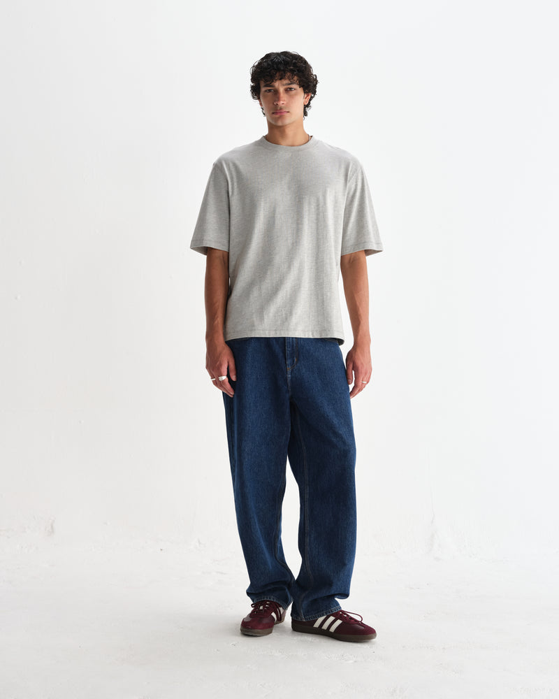 wax london men's Milton - Grey Marl Organic Compact Cotton T-Shirt