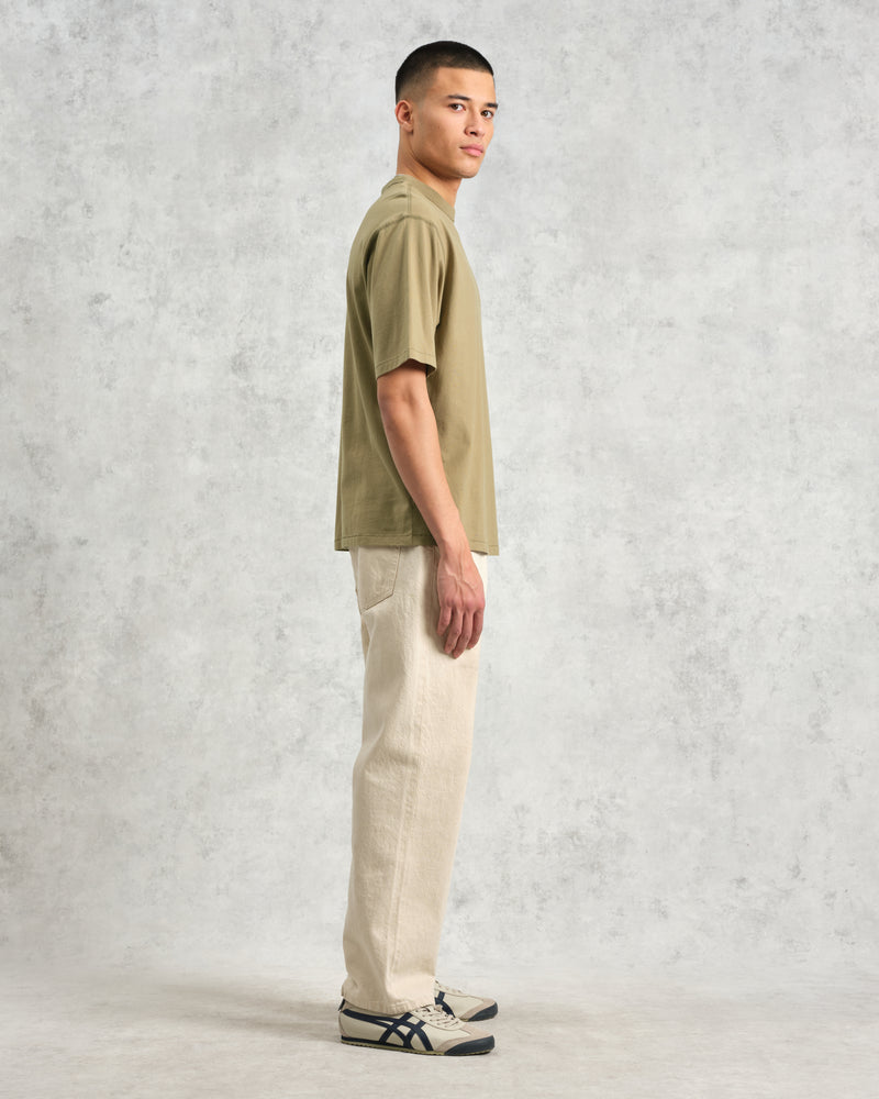 wax london Milton - Khaki Green Organic Compact Cotton T-Shirt