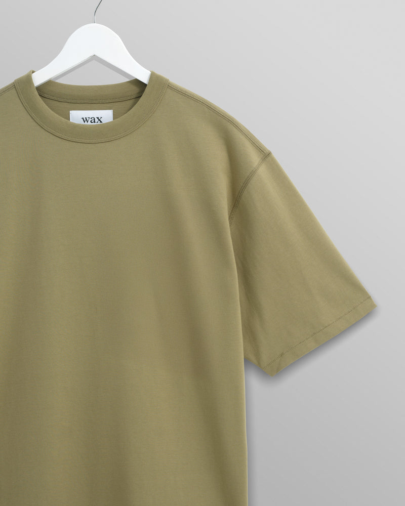 wax london Milton - Khaki Green Organic Compact Cotton T-Shirt