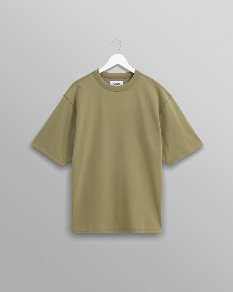 wax london Milton - Khaki Green Organic Compact Cotton T-Shirt