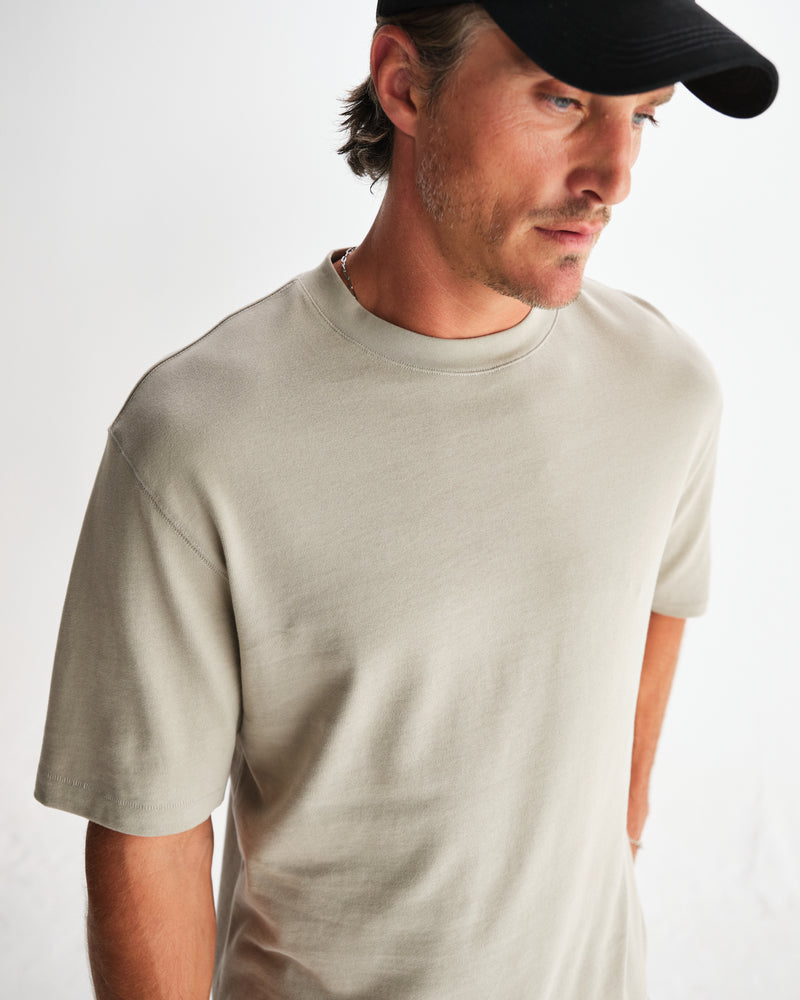 wax london men's Milton - Light Sage Organic Emorised Cotton T-Shirt