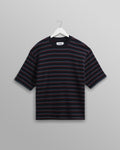 Milton - Navy Organic Stripe Waffle Cotton T-Shirt
