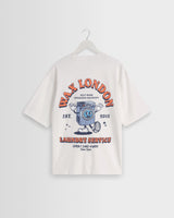 wax london men's Milton - Off White Organic Cotton Laundry Graphic T-Shirt