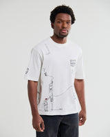 wax london men's Milton - Off White Organic Cotton London Graphic T-Shirt