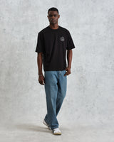 men's wax london MILTON SS TEE STACKED TEXT GRAPHIC BLACK