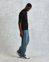 men's wax london MILTON SS TEE STACKED TEXT GRAPHIC BLACK