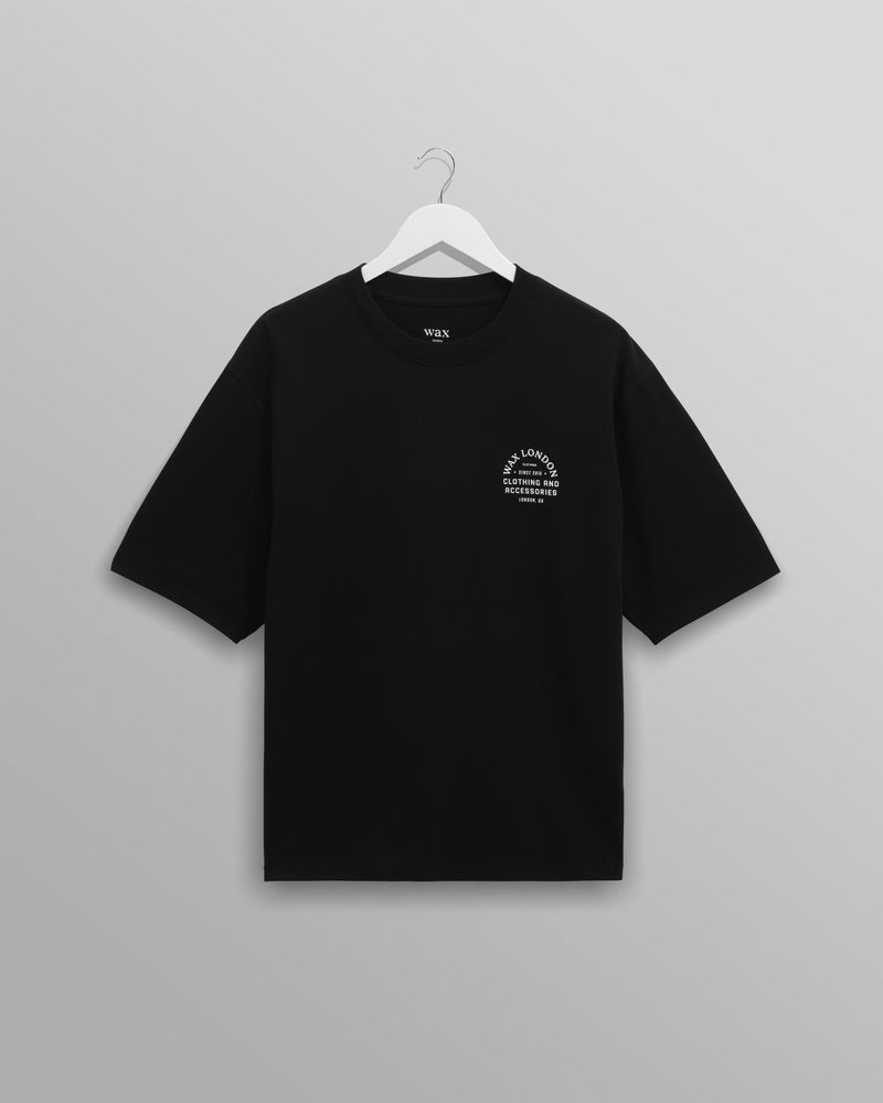men's wax london MILTON SS TEE STACKED TEXT GRAPHIC BLACK