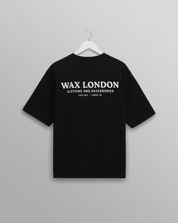 wax london men's Milton - Black Stacked Text Graphic Organic Cotton T-Shirt