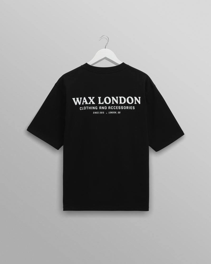 men's wax london MILTON SS TEE STACKED TEXT GRAPHIC BLACK