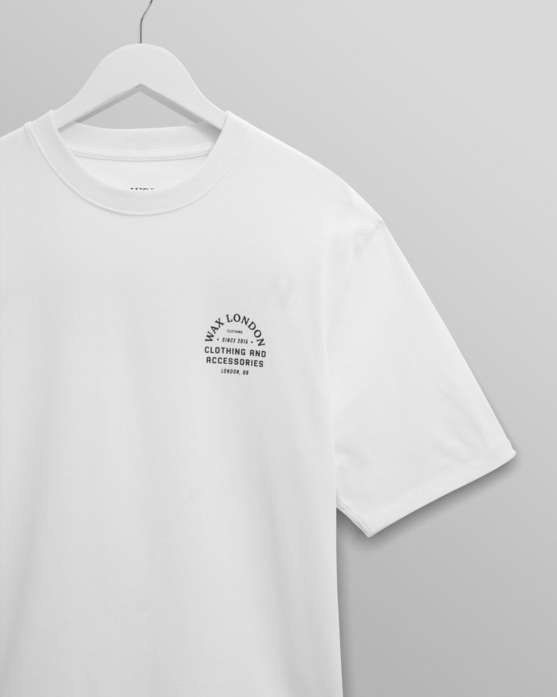men's wax london MILTON SS TEE STACKED TEXT GRAPHIC WHITE