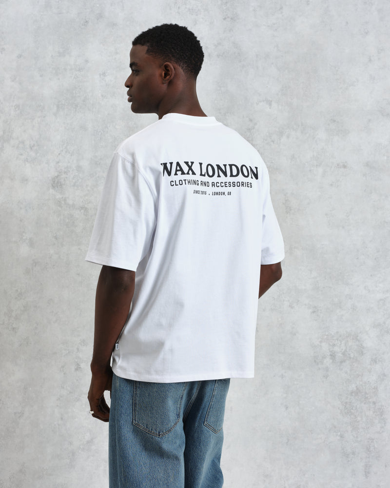 men's wax london MILTON SS TEE STACKED TEXT GRAPHIC WHITE