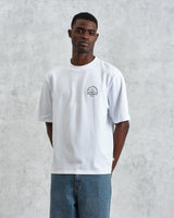 men's wax london MILTON SS TEE STACKED TEXT GRAPHIC WHITE