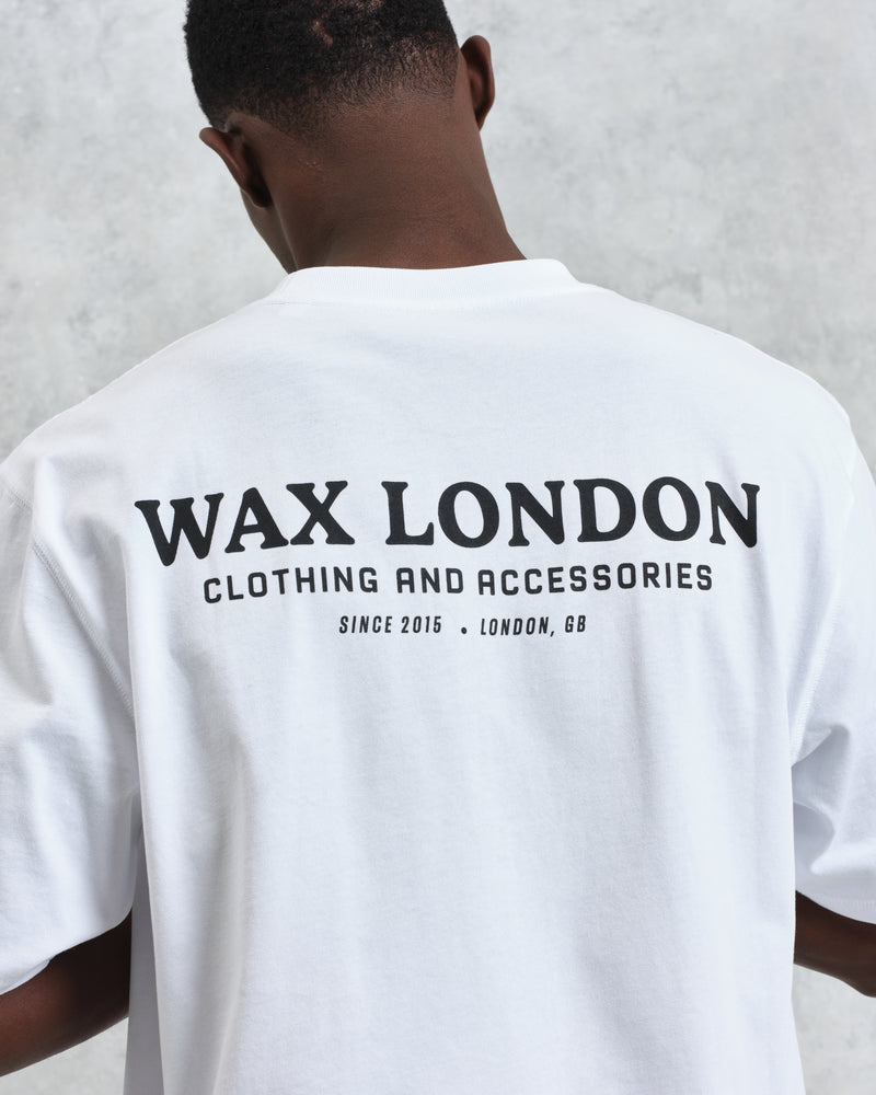 men's wax london MILTON SS TEE STACKED TEXT GRAPHIC WHITE