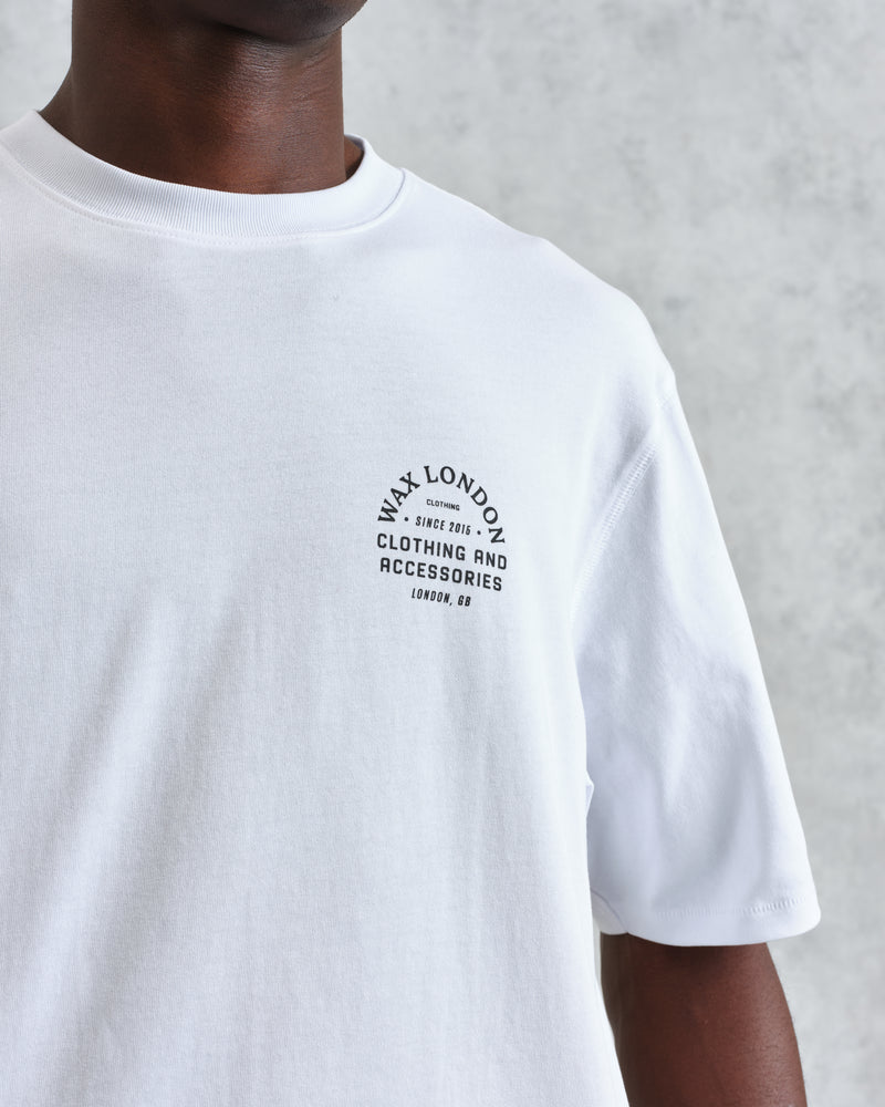 men's wax london MILTON SS TEE STACKED TEXT GRAPHIC WHITE