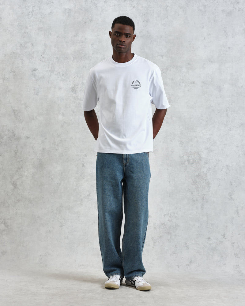 men's wax london MILTON SS TEE STACKED TEXT GRAPHIC WHITE