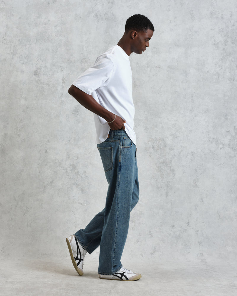 men's wax london MILTON SS TEE STACKED TEXT GRAPHIC WHITE