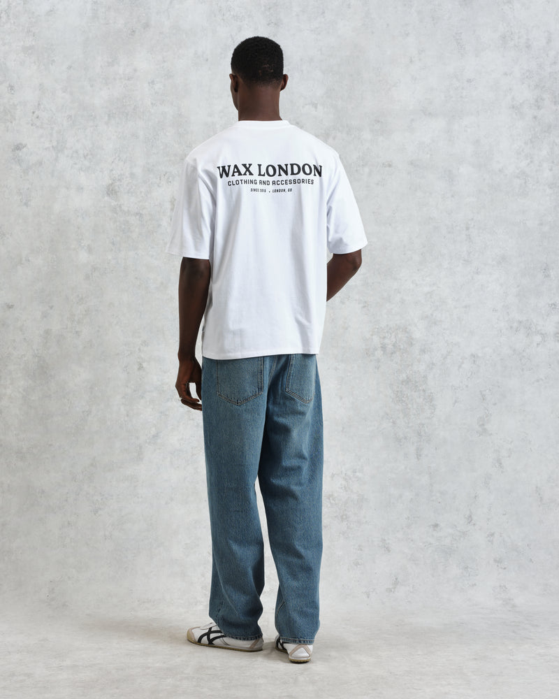 men's wax london MILTON SS TEE STACKED TEXT GRAPHIC WHITE