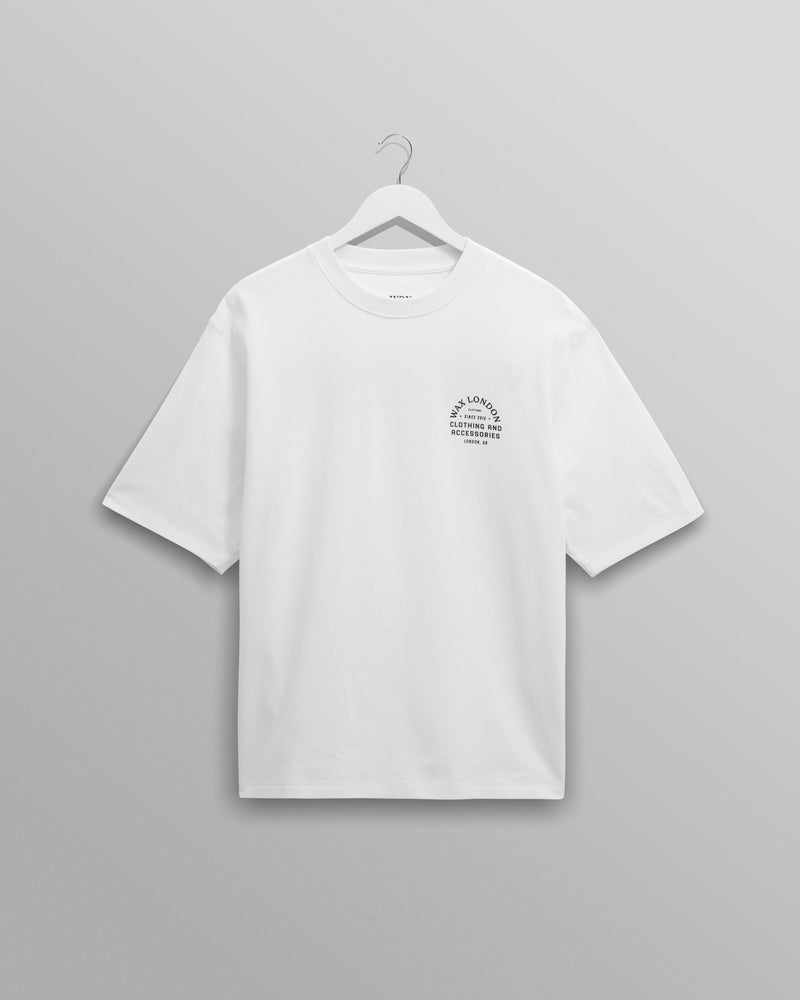 men's wax london MILTON SS TEE STACKED TEXT GRAPHIC WHITE