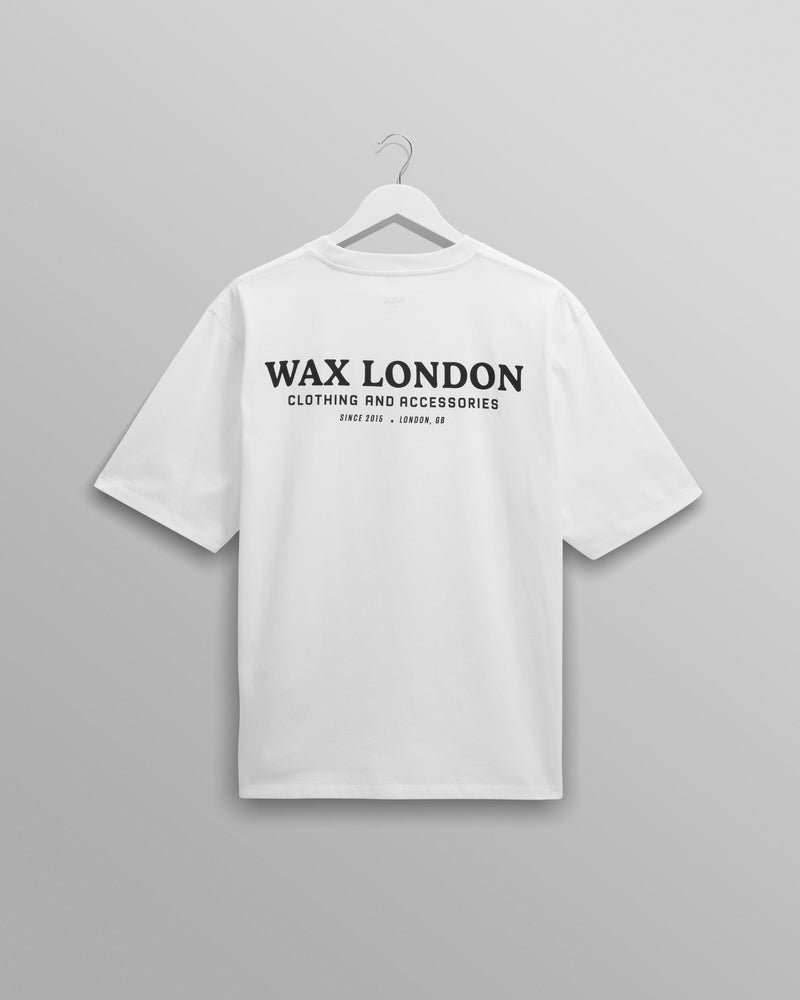 men's wax london MILTON SS TEE STACKED TEXT GRAPHIC WHITE