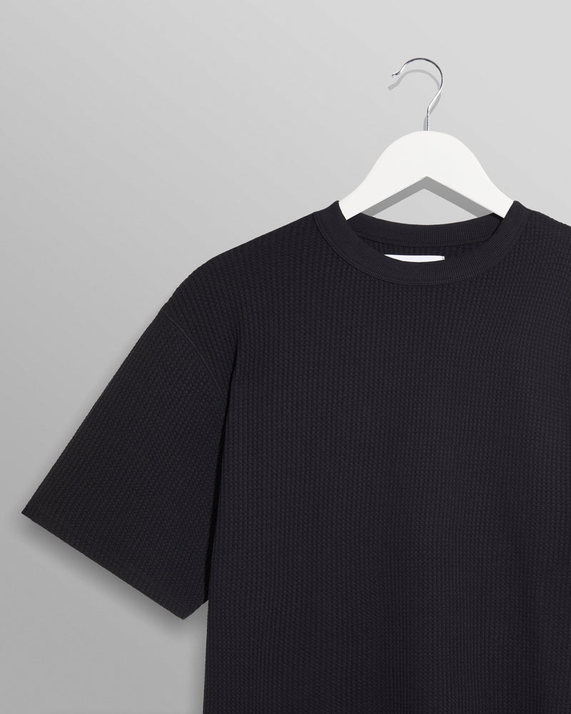 wax london Milton T-Shirt Black Waffle