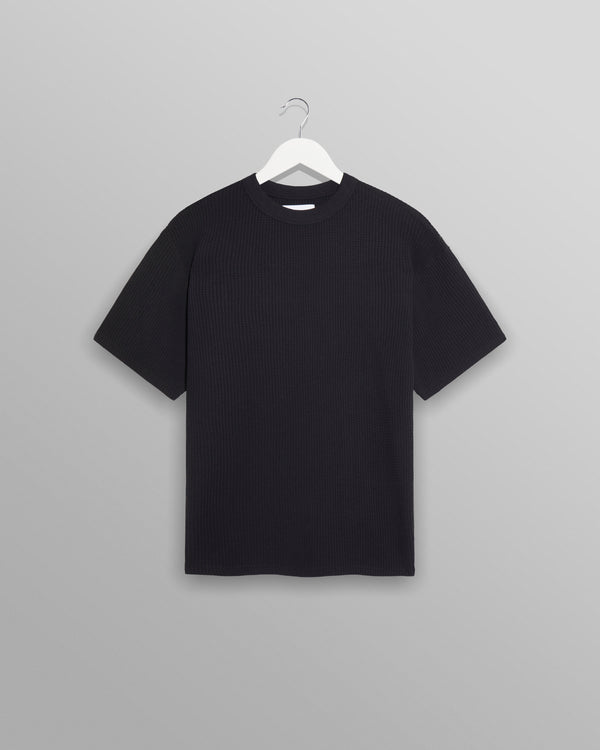 wax london Milton T-Shirt Black Waffle