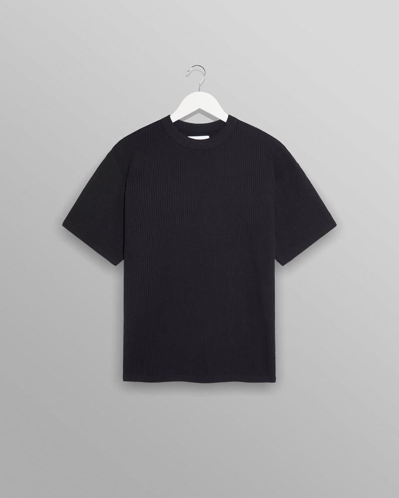 wax london Milton T-Shirt Black Waffle