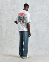 men's wax london Milton - White Getaway Graphic Organic Cotton T-Shirt