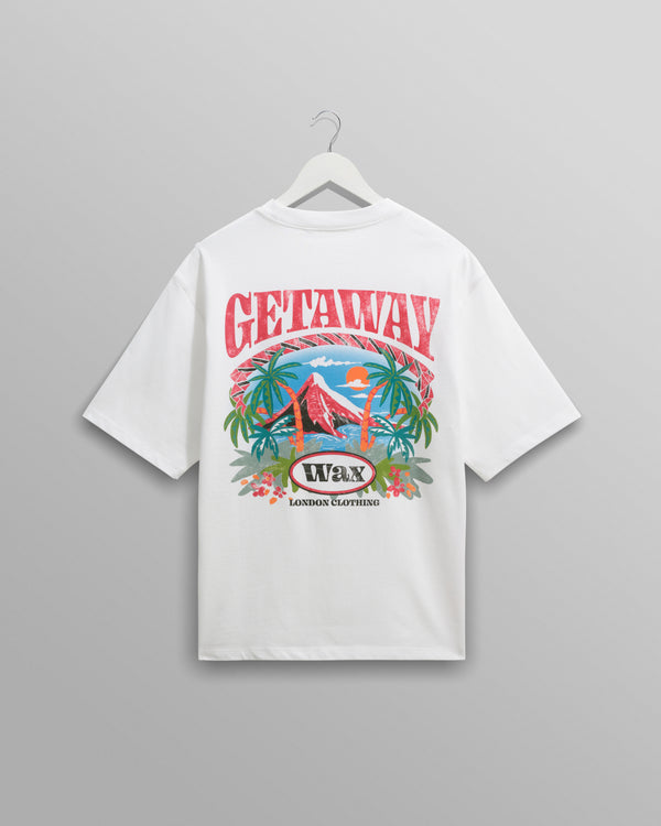 wax london men's Milton - White Getaway Graphic Cotton T-Shirt