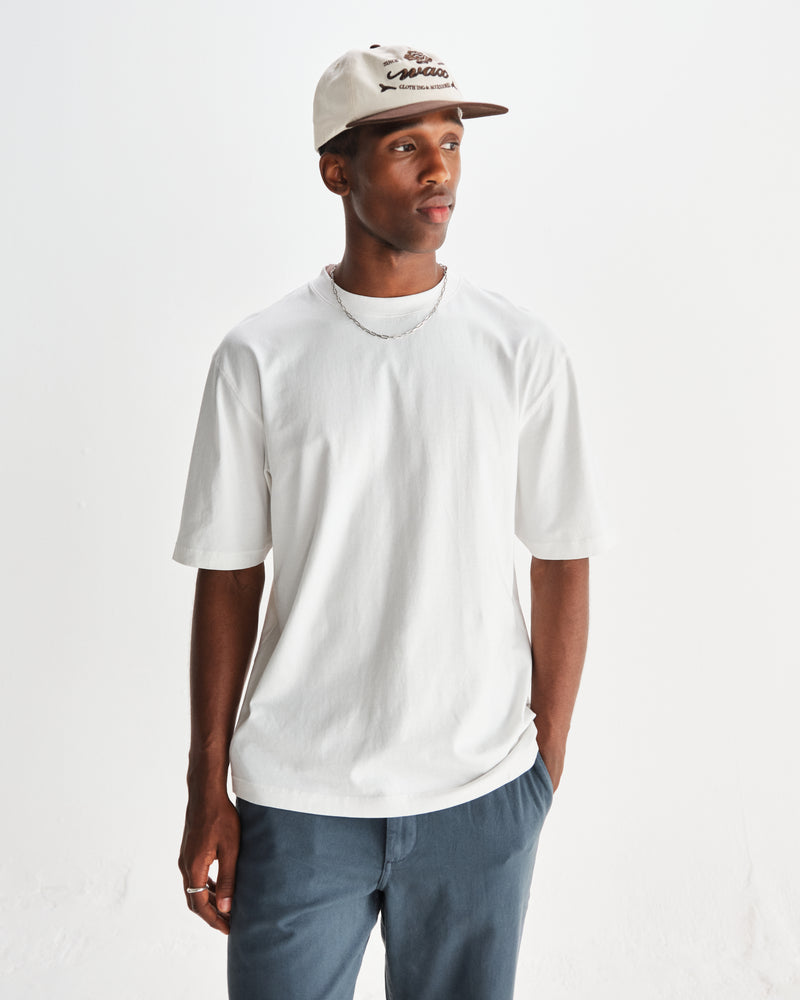 wax london men's Milton - White Organic Compact Cotton T-Shirt