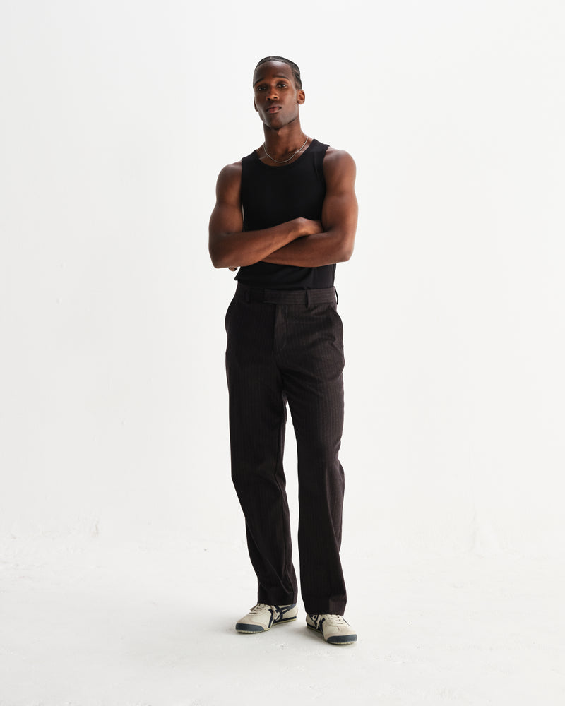 wax london men's Montague - Black Ribbed Organic Cotton Vest