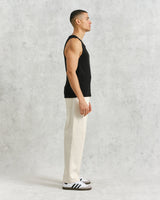 wax london Montague - Black Ribbed Organic Cotton Vest