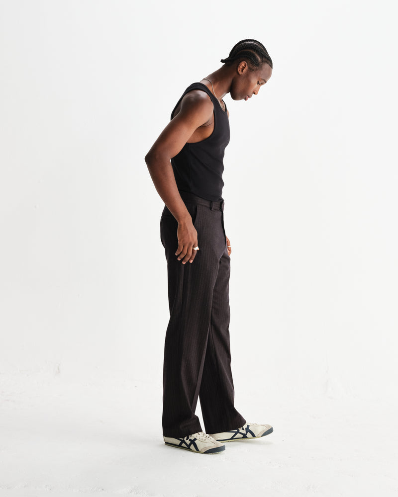 wax london men's Montague - Black Ribbed Organic Cotton Vest