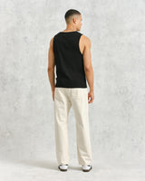 wax london Montague - Black Ribbed Organic Cotton Vest