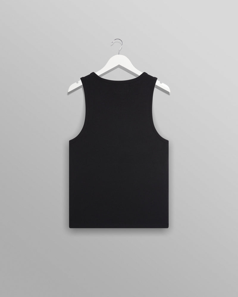 wax london Montague - Black Ribbed Organic Cotton Vest