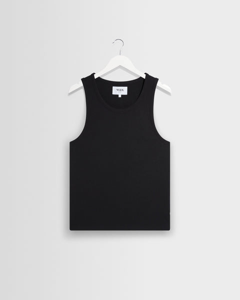 Montague - Black Ribbed Organic Cotton Vest