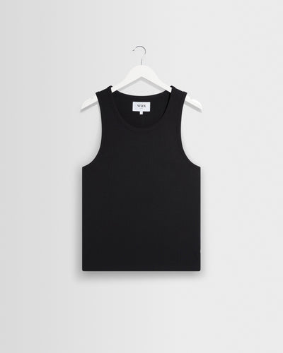 Montague - Black Ribbed Organic Cotton Vest